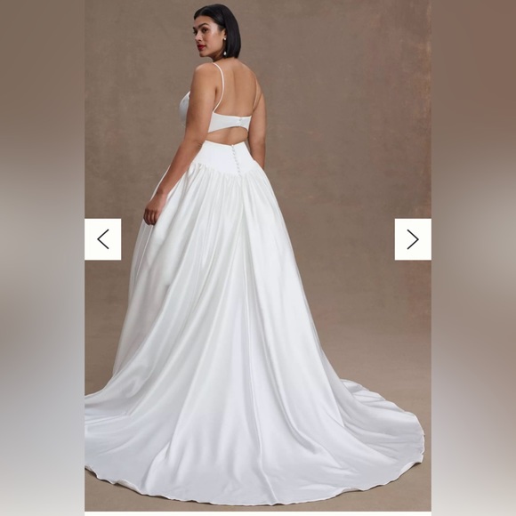 BRAND NEW JENNY BY JENNY YOO SHERIDAN DROP-WAIST STRETCH-SATIN WEDDING GOWN - Picture 3 of 9